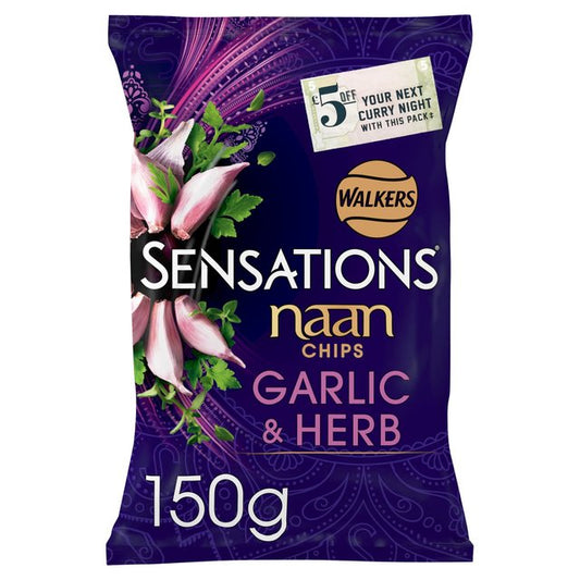 Sensations Garlic & Herb Sharing Naan Chips Crisps, Nuts & Snacking Fruit M&S Title  
