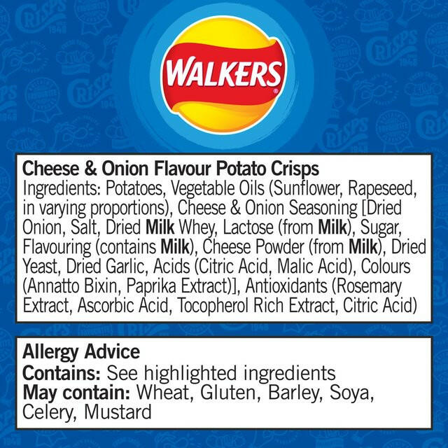 Walkers Cheese & Onion Sharing Crisps GOODS ASDA