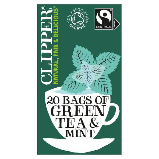 Clipper Organic Fairtrade Green Tea Bags with Peppermint Fairtrade M&S Title  