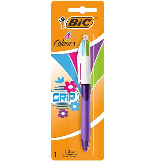 BIC 4 Colours Grip Retractable Ballpoint Pen Single Pack Desk Storage & Filing M&S Title  