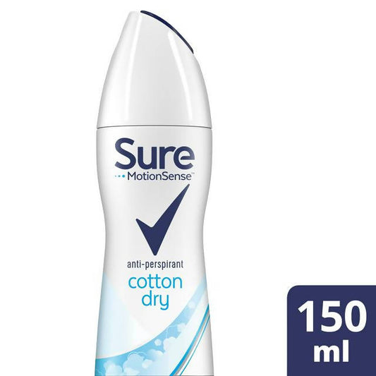 Sure Women Anti-Perspirant Deodorant Aerosol, Cotton Dry 150ml Women's Sainsburys   