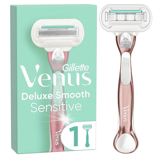 Venus Deluxe Smooth Sensitive RoseGold Razor - 1 Blade Women's Toiletries ASDA   