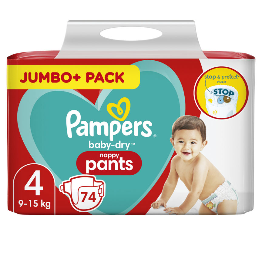 Pampers Baby-Dry Size 4 Nappy Pants Jumbo+ Pack