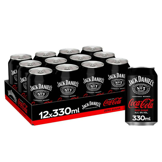Jack Daniel's and Coca-Cola Zero 12x330ml Carbonated Drinks McGrocer Direct   