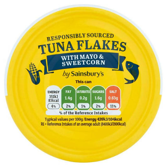 Sainsbury's Tuna Flakes with Mayo & Sweetcorn 80g Fish Sainsburys   