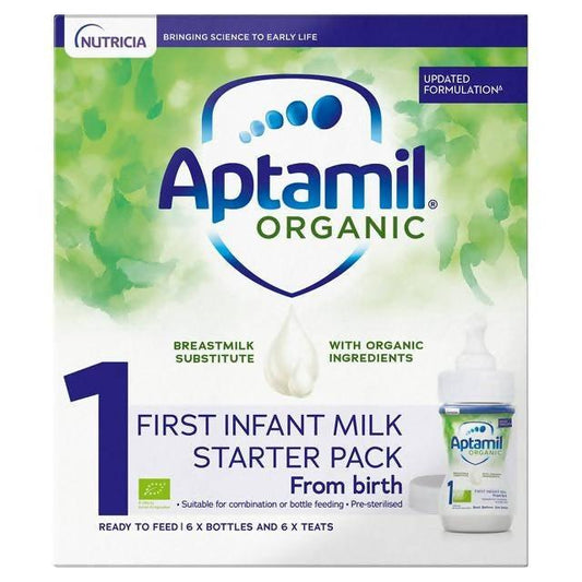 Aptamil Organic First Baby Milk Formula Liquid Starter Pack from Birth 6x70ml baby milk & drinks Sainsburys   