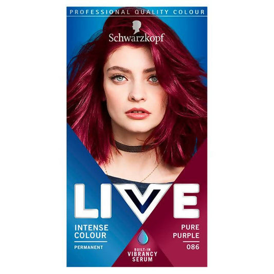 Schwarzkopf Live Intense Colour Permanent Hair Dye Pure Purple 086 Beauty at home Sainsburys   