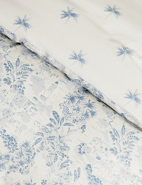 Pure Cotton Floral Bedding Set - Blue Mix, Double (4 Ft 6) Bedroom M&S Title  