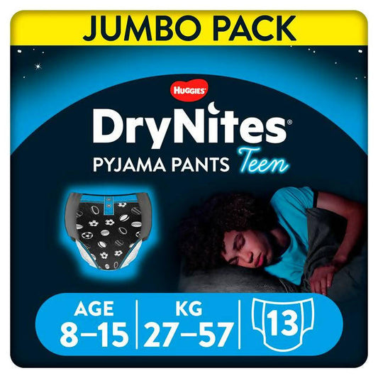 Huggies Drynites Pyjama Jumbo Pants Teen 8-15 Age 27-57kg x13 nappies Sainsburys   