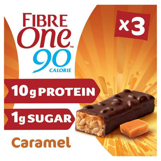 Fibre One 90 Calorie Caramel Protein High Fibre Bars 3x24g cereal bars Sainsburys   