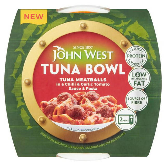 John West Tuna Bowl Tuna Meatballs in a Chilli & Garlic Tomato Sauce & Pasta 220g Instant snack & meals Sainsburys   