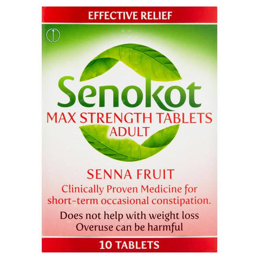 Senokot Max Strength Constipation Relief Adult Tablets Senna Fruit x10 stomach & bowel Sainsburys   
