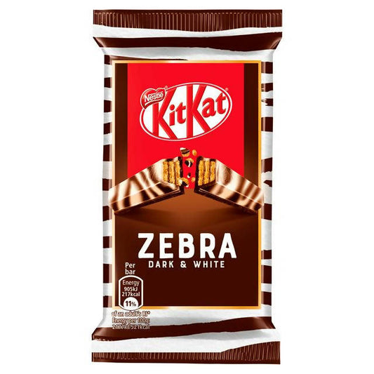 Kit Kat Zebra Dark & White Chocolate Bar 41.5g Chocolate biscuits Sainsburys   