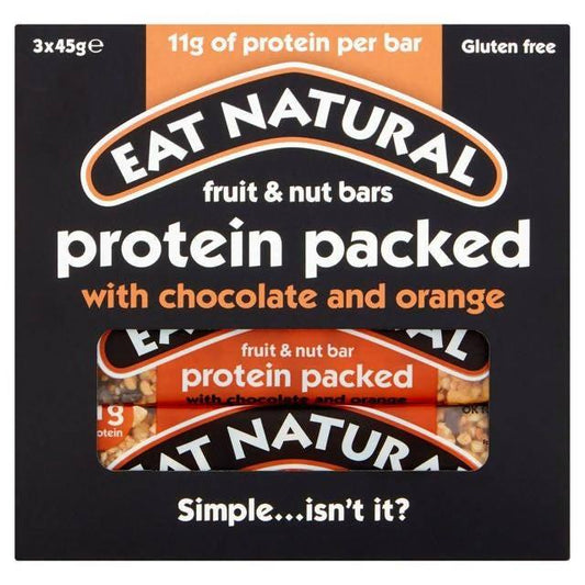 Eat Natural Protein Packed with Chocolate and Orange Fruit & Nut Bars 3 x 45g cereal bars Sainsburys   