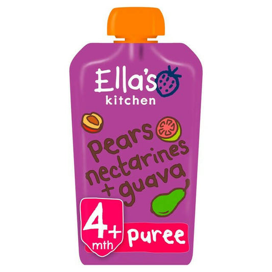 Ella's Kitchen Pears, Nectarines & Guavas Organic Puree Pouch, 4 mths+ 120g Baby Organic Foods McGrocer Direct   