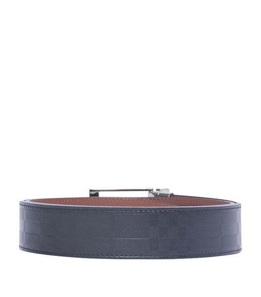 Leather Embossed Check Reversible Belt