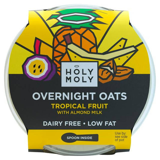 Holy Moly Overnight Oats Tropical Fruit with Almond Milk 125g cereals Sainsburys   
