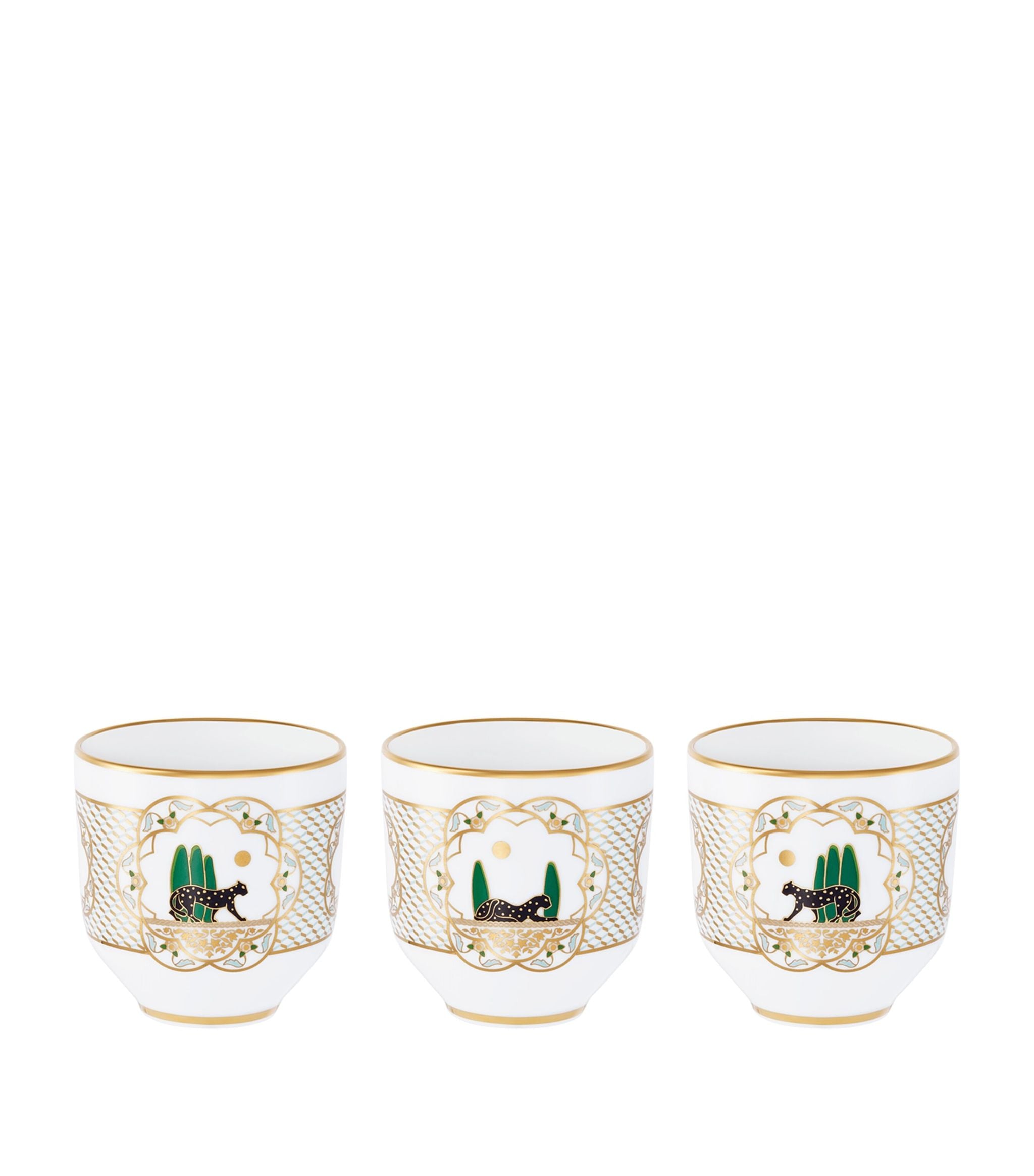 Panth re de Cartier Porcelain Teacups Set of 3 McGrocer