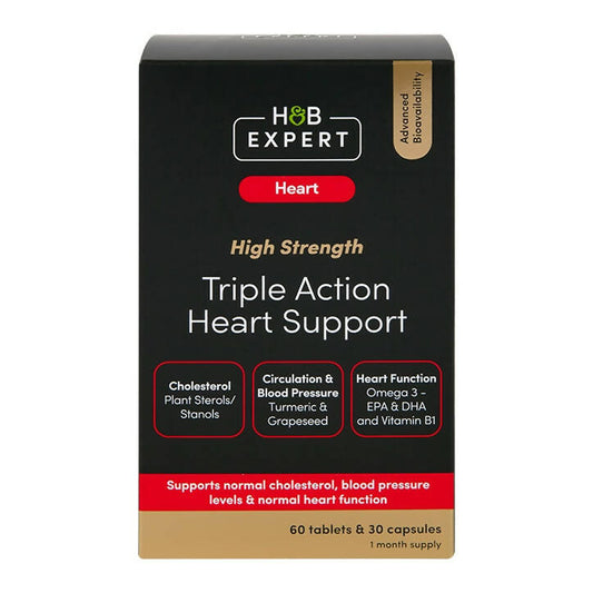 H&B Expert Triple Action Heart Support 60 Capsules & Tablets Food Supplement Holland&Barrett   