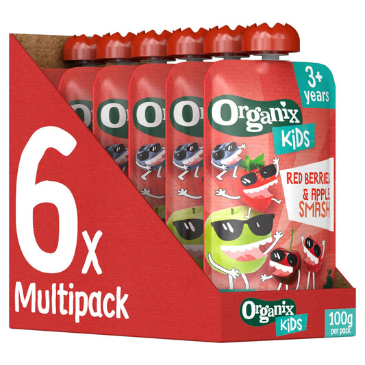 Organix KIDS Red Berries & Apple Smash Pouch Case (6x100g) Organic Foods McGrocer Direct   