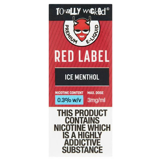 Totally Wicked Red Label Ice Menthol 10ml (3mg) smoking control Sainsburys   