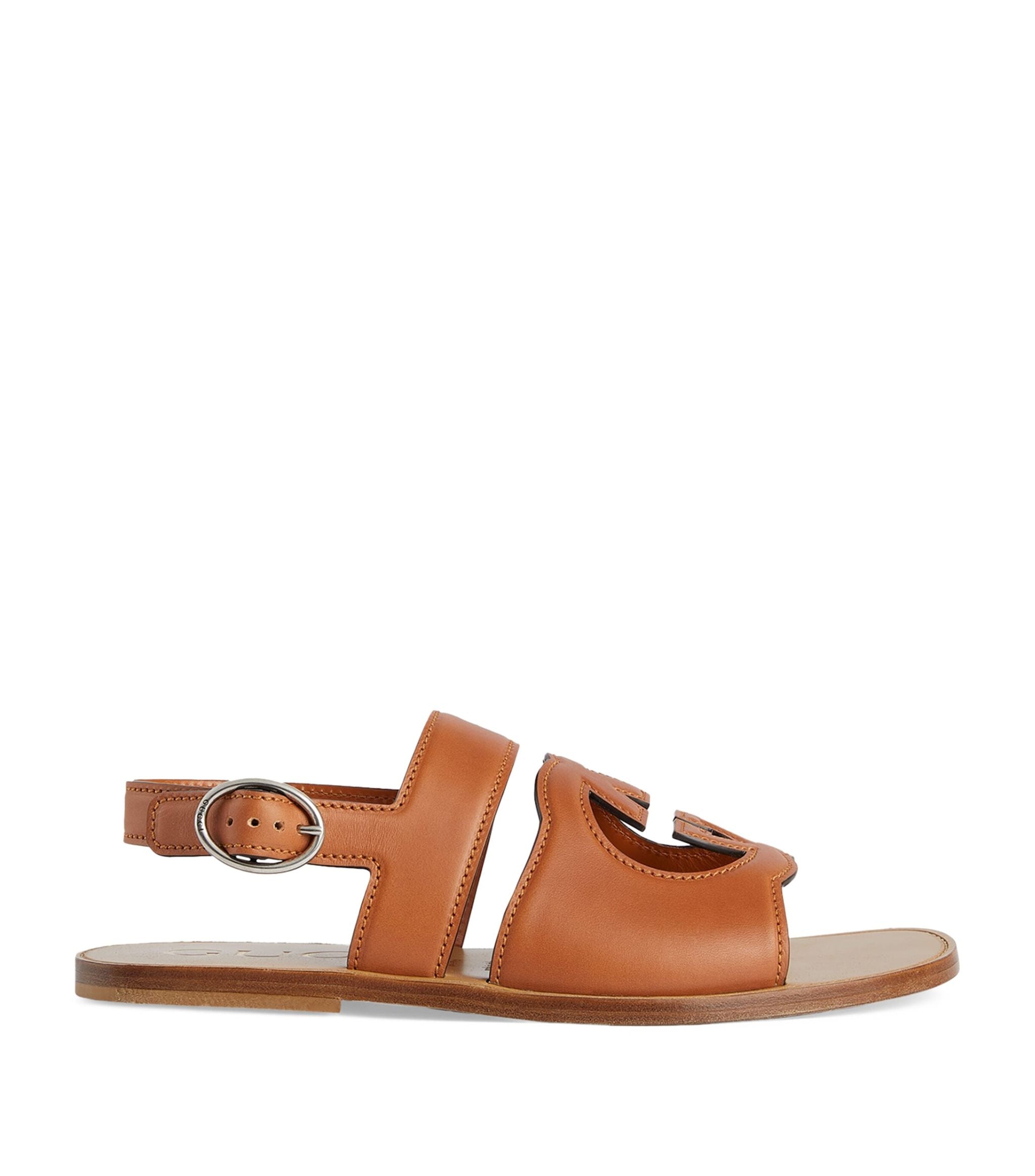 Leather Cut Out Interlocking G Sandals McGrocer