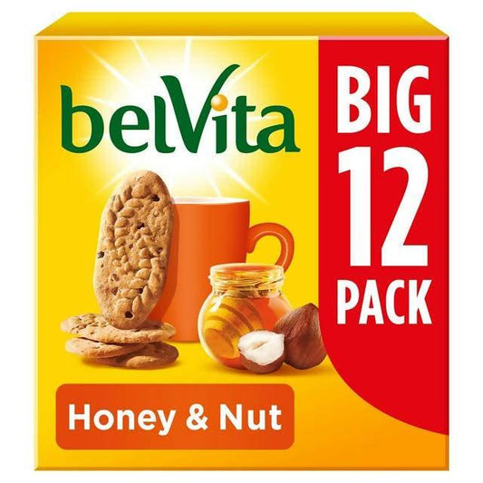 Belvita Breakfast Biscuits Honey & Nuts with Choc Chips Multipack x12 540g cereal bars Sainsburys   