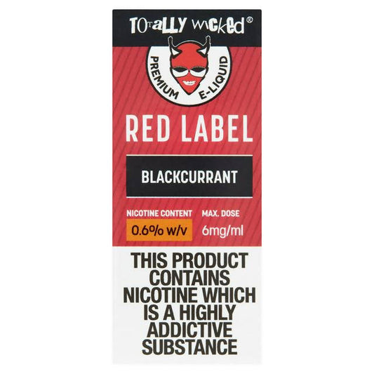 Totally Wicked Red Label Premium E-Liquid Blackcurrant 10ml (6mg) smoking control Sainsburys   