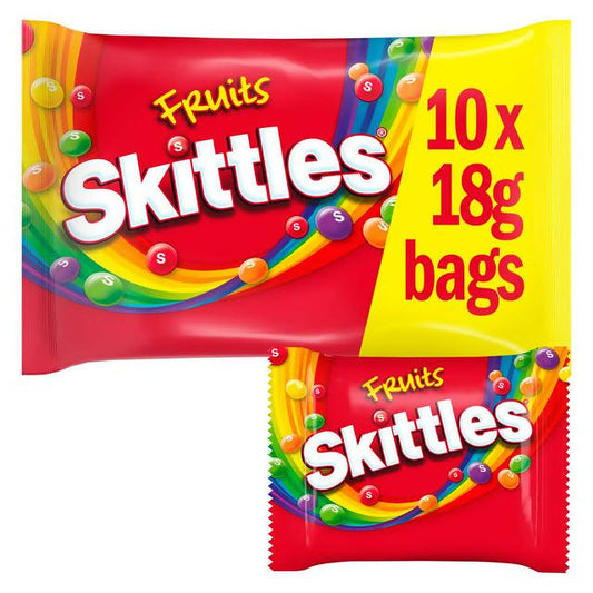 Skittles Fruits Sweets Fun Size Bags Multipack 10x18g sweets Sainsburys   