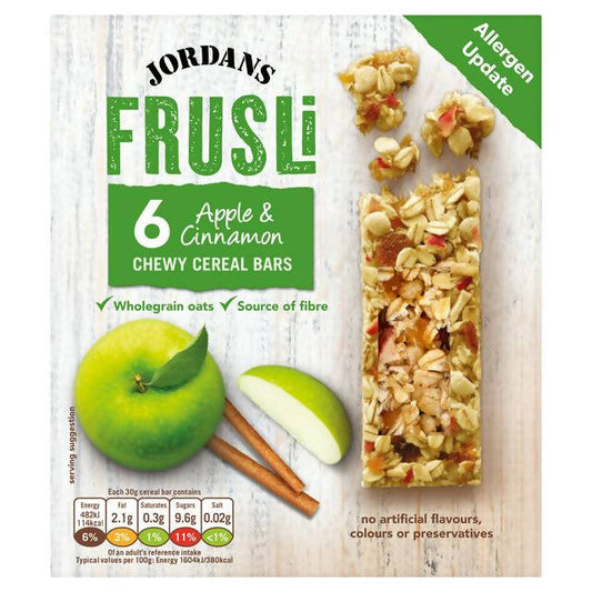 Jordans Frusli Apple & Cinnamon Chewy Cereal Bars 6x30g cereal bars Sainsburys   