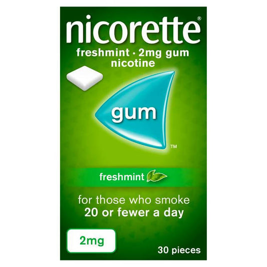 Nicorette Freshmint Gum Nicotine Pieces 2mgx30 smoking control Sainsburys   