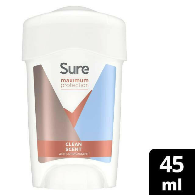 Sure Women Maximum Protection Cream Anti-Perspirant Deodorant, Clean Scent 45ml Women's Sainsburys