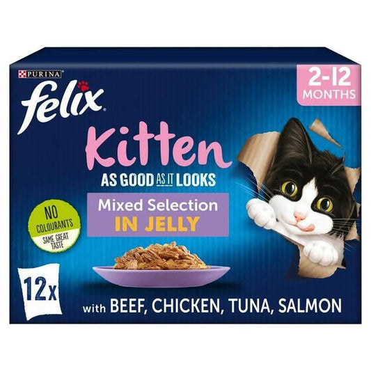 Felix As Good As It Looks Kitten Cat Food Mixed In Jelly 12X100g Felix Sainsburys   