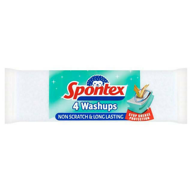 Spontex Washups Non Scratch Sponge Scourer x4 Rubber gloves cloths & sponges Sainsburys