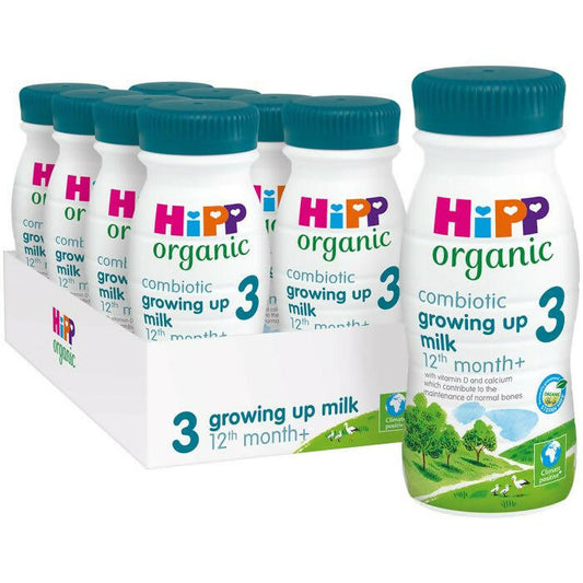 HiPP Organic 3 Growing up Baby Milk Ready to feed liquid - 12th month onwards (8 x 200ml) Organic Baby Milk McGrocer Direct   