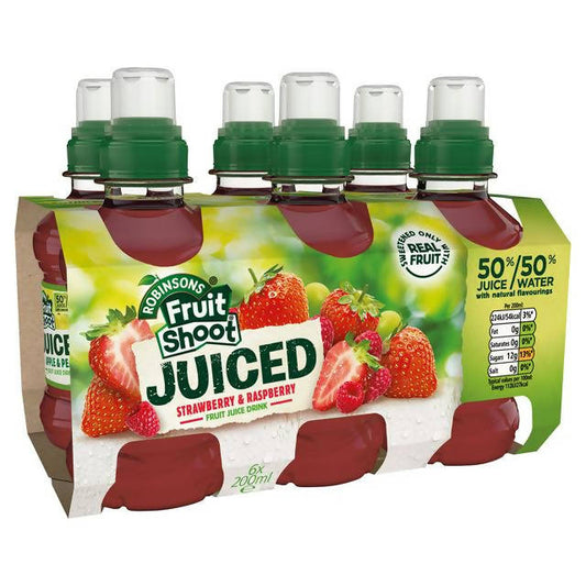 Fruit Shoot Juiced Strawberry & Raspberry Kids Juice Drink 6x200ml All long life juice Sainsburys   