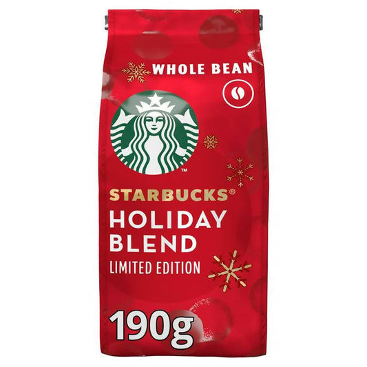 Starbucks Holiday Blend Limited Edition Medium Roast Whole Bean Coffee Bag 190g Coffee Sainsburys   