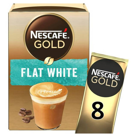 Nescafe Gold Flat White Instant Coffee Sachets 8x12.5g All coffee Sainsburys   