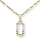 0.27ctw Round Brilliant Cut Diamond Paperclip Pendant, 14ct Yellow Gold