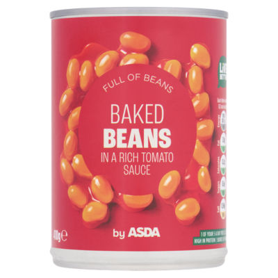 ASDA ASDA Baked Beans i Rik Tomatsaus 410g Hermetiske Baked Beans- Kjøp på nett hos McGrocer