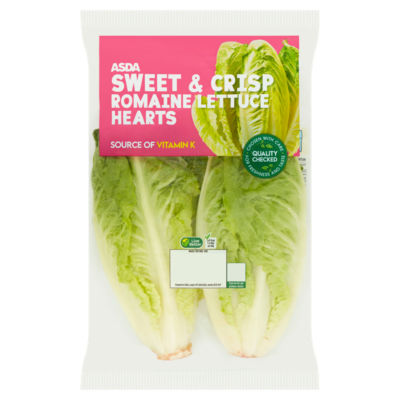 ASDA Sweet Crisp Romaine Lettuce Hearts Fresh Greens