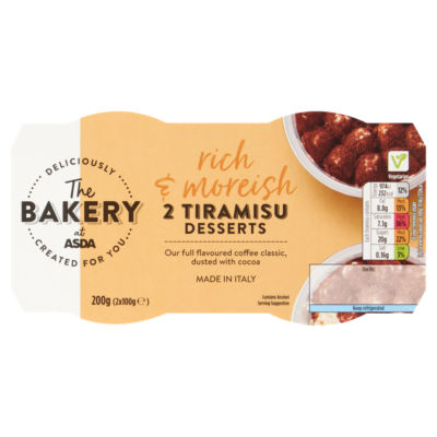 Tiramisu dessert coffee sponge mousse 2 x 100g, imported from the UK