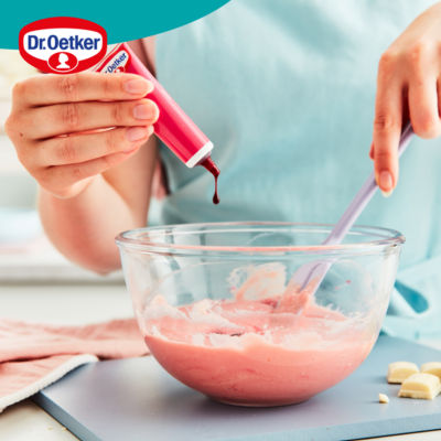 Dr Oetker pink food colour gel 15g tube, UK version