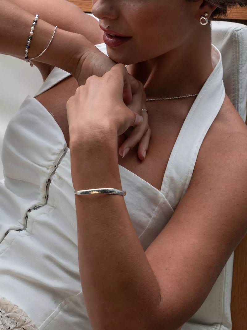 Dower & Hall sterling silver torque bangle hammered finish - British product