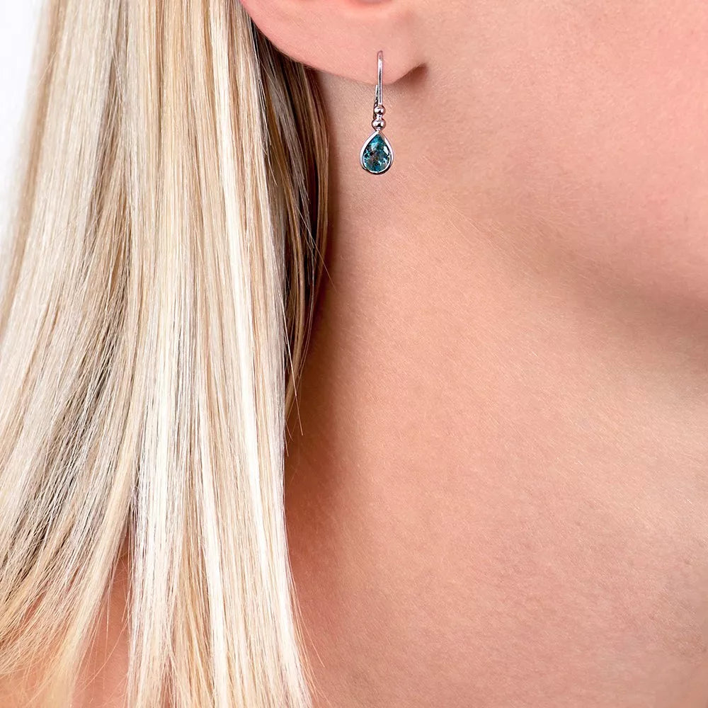 E.W Adams teardrop drop earrings blue topaz 2x0.5cm, UK version