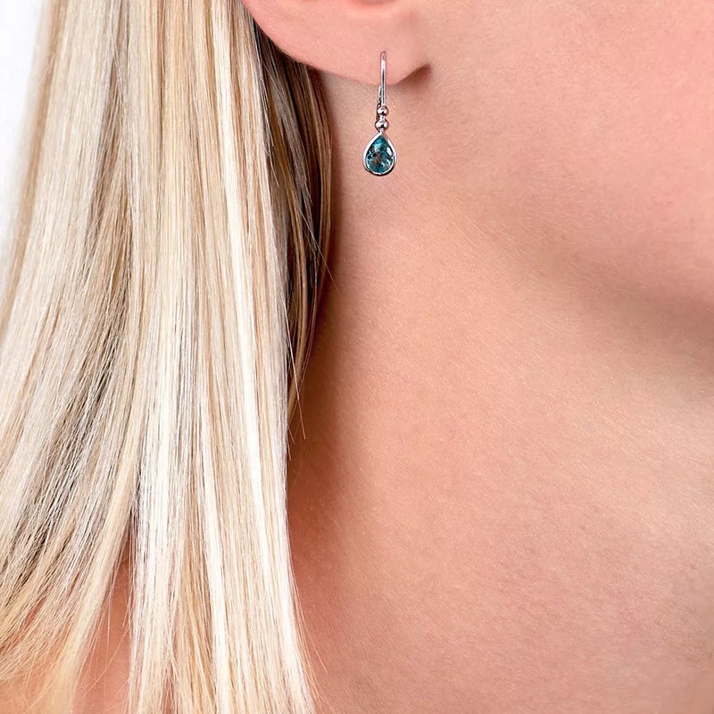 E.W Adams teardrop drop earrings blue topaz 2x0.5cm, UK version