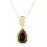 E.W Adams 9ct gold garnet pendant necklace - British product