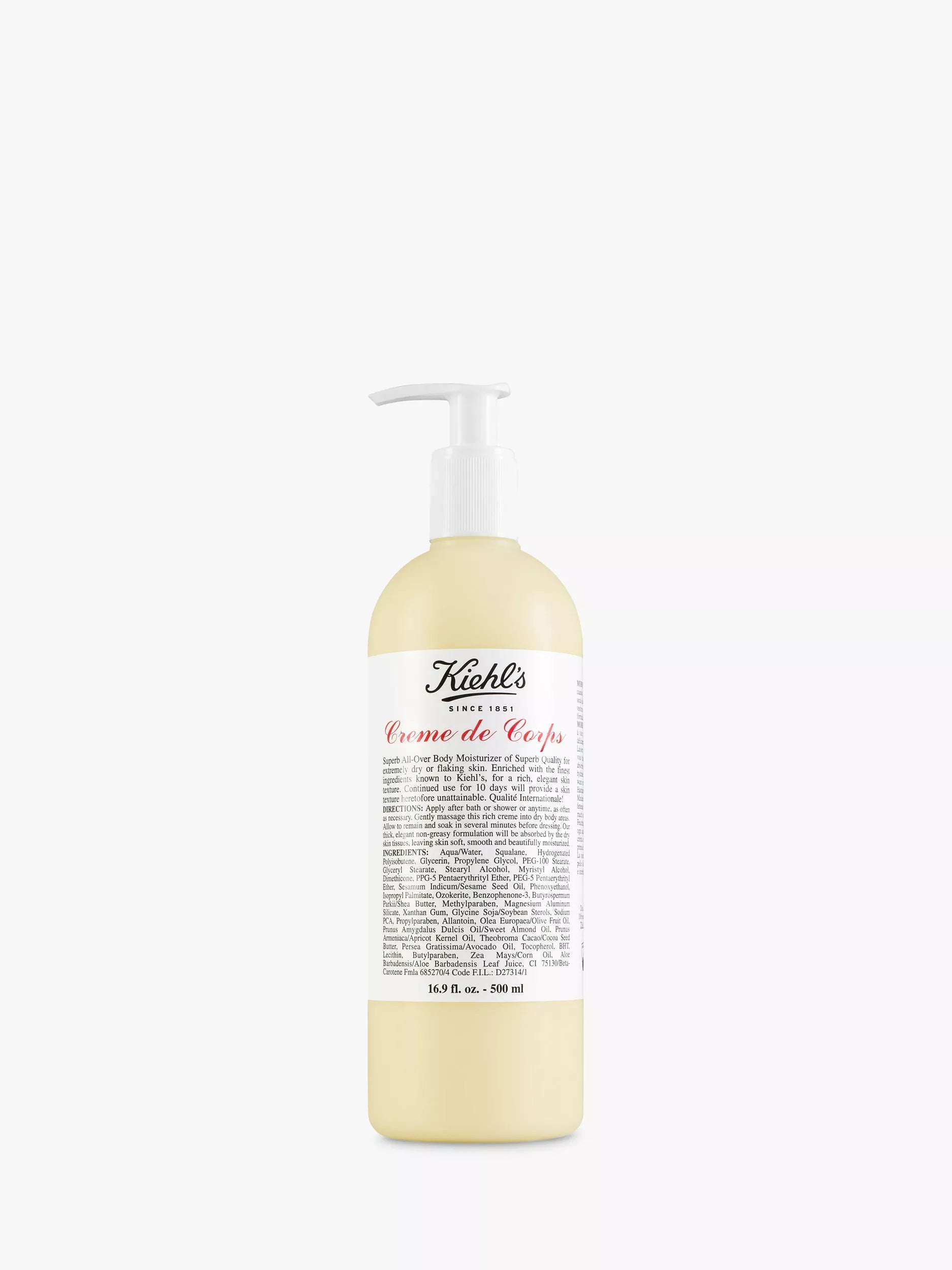 Kiehl's body cream in pump bottle, 500ml, UK version