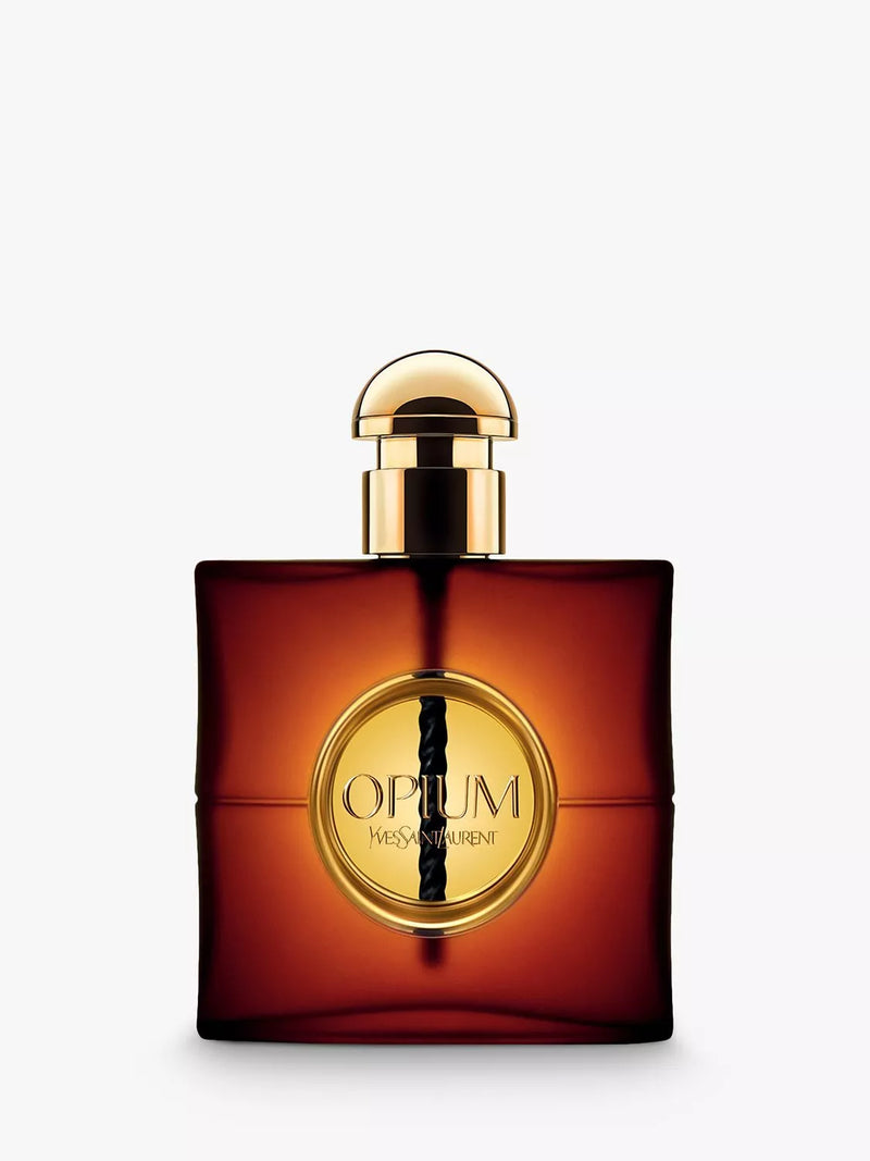Yves Saint Laurent Opium eau de parfum, a luxurious fragrance with amber spicy notes (British brand)