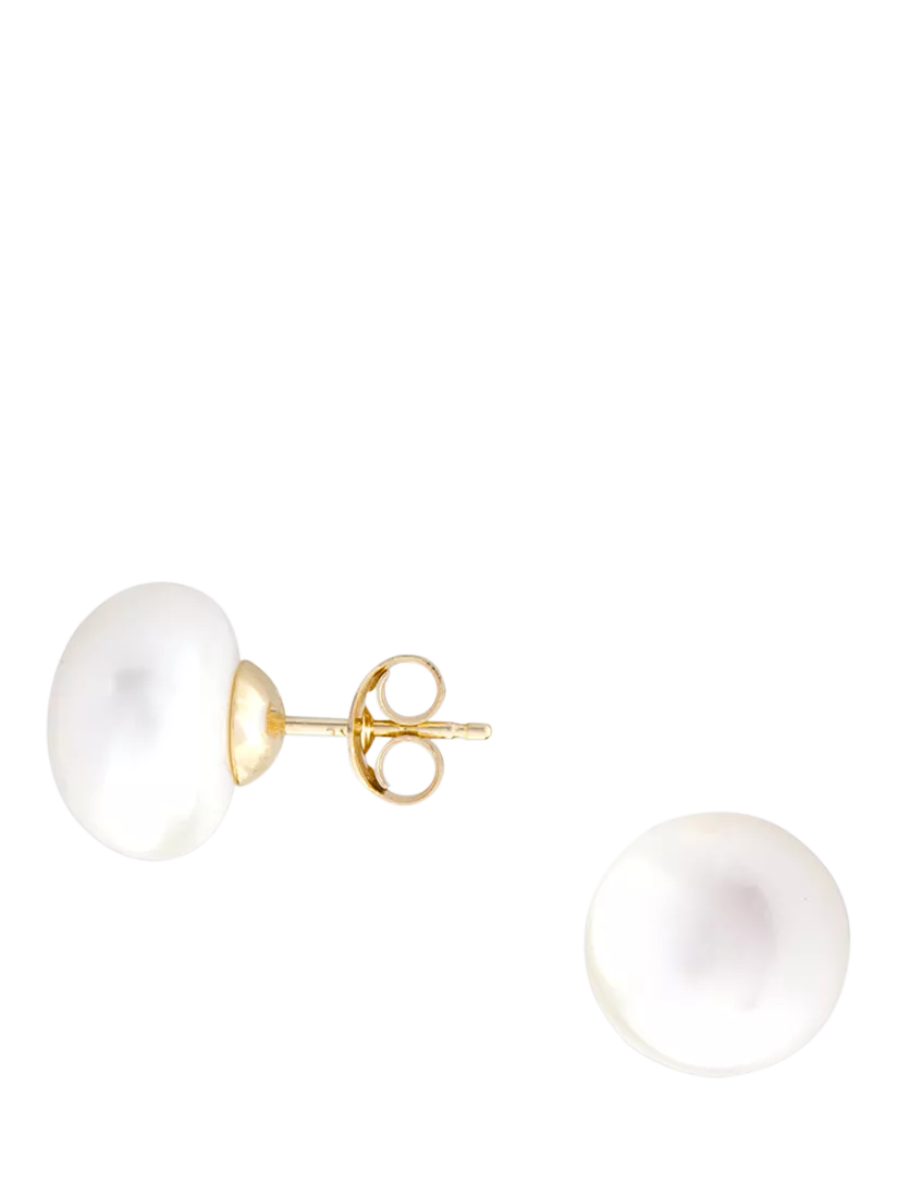 E.W Adams 9ct gold freshwater pearl bouton stud earrings, UK version